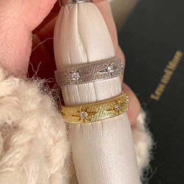 Daiiibabyyy  Retro Crystal Eight-Pointed Star Open Ring for Women Luxury Exquisite Elegant Adjustable Rings Daily Versatile Jewelry New 2025